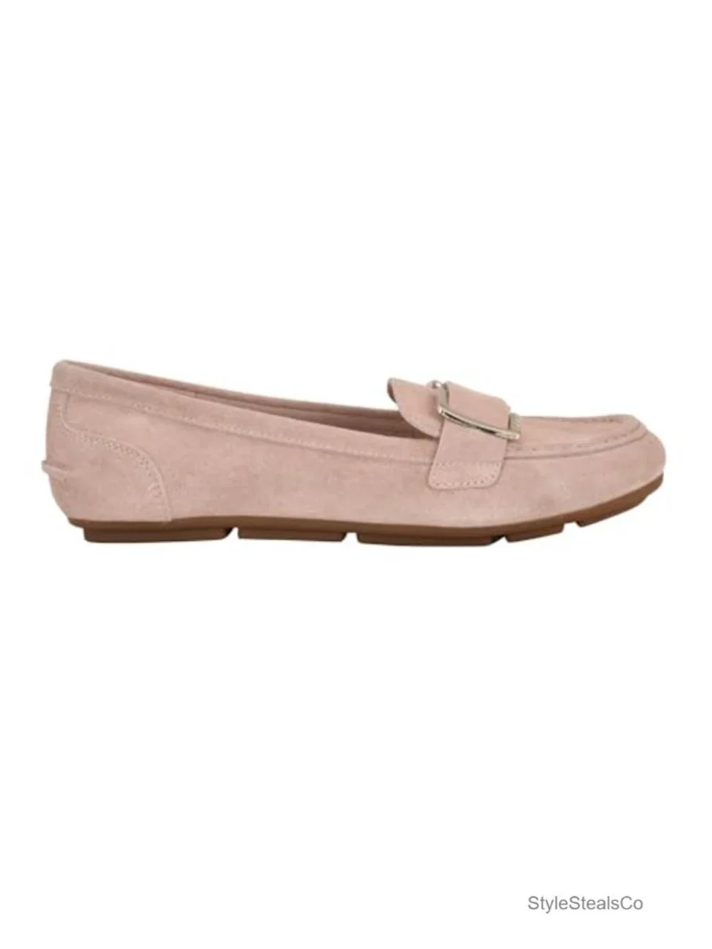 Suede Loafer with Buckle Detailing